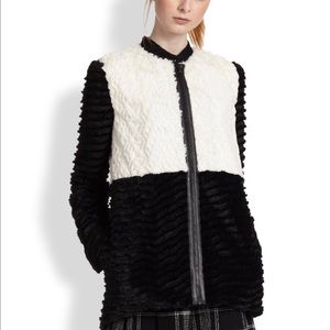 Alice + Olivia BW faux fur jacket